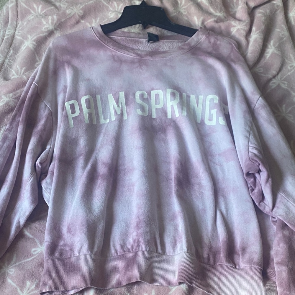 wild fable Lavender Tie-Dye "PALM SPRINGS" Crewneck Sweatshirt